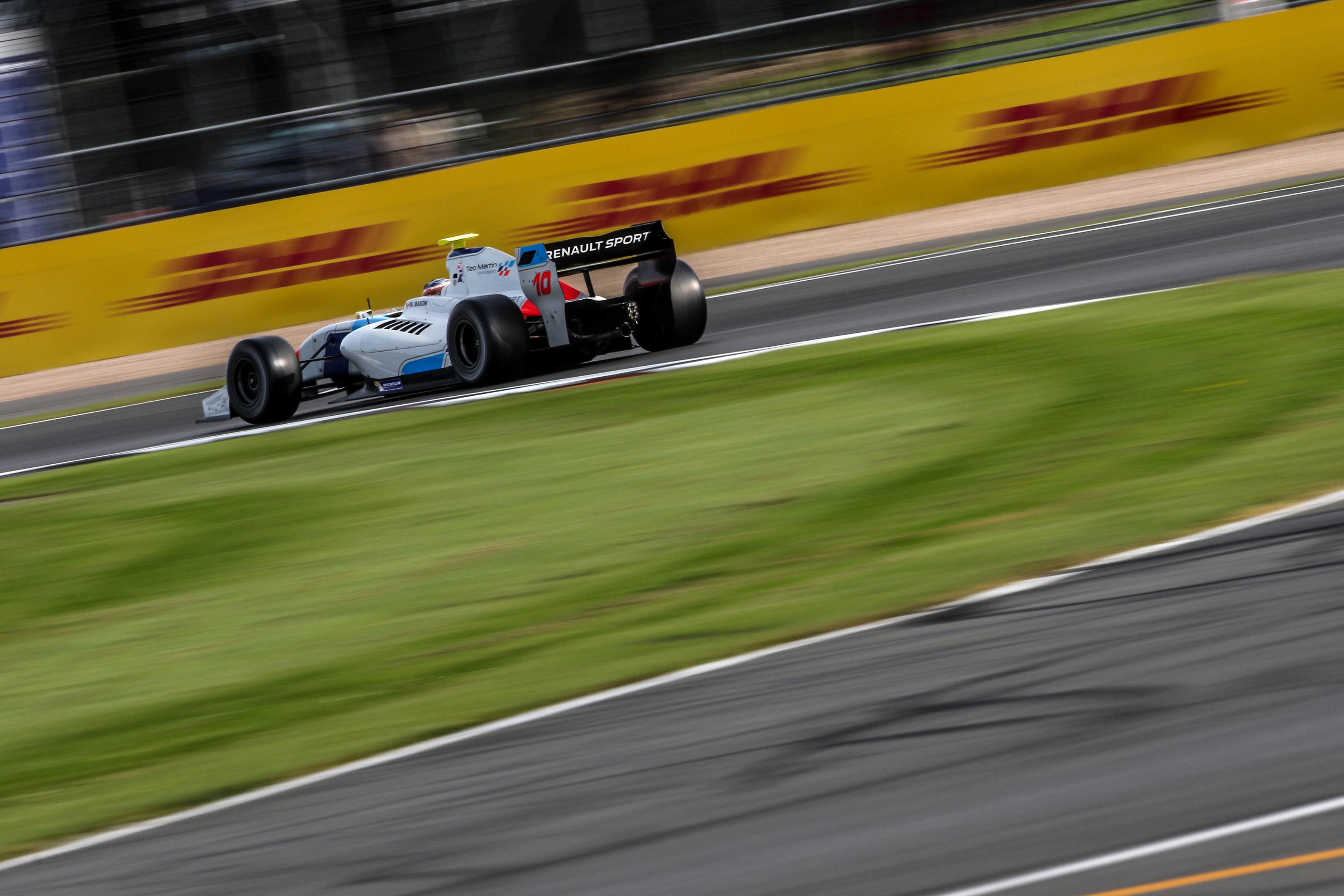 Nelson Mason’s number 10 World Series Formula V8 3.5 car at Silverstone in 2017